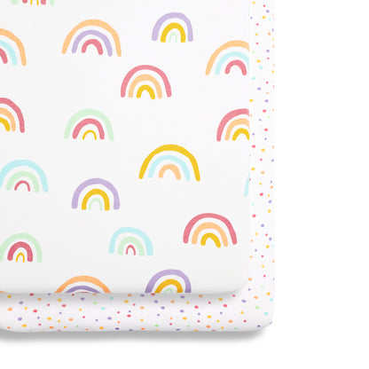 Snuz SnuzPod Crib Fitted Sheets, 2 Pack - Multi Rainbow