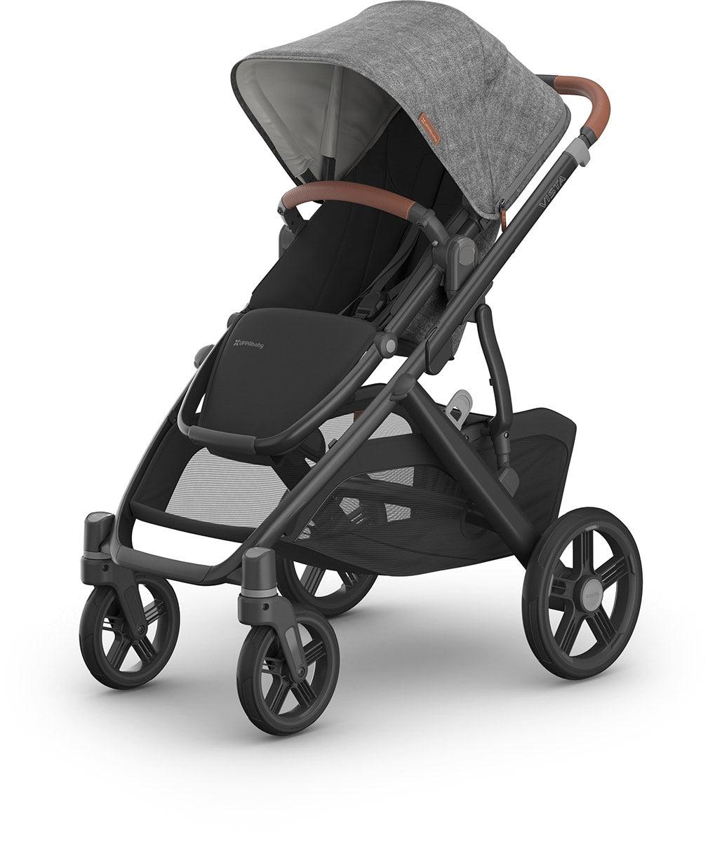 UPPAbaby OPEN BOX Vista V3 Single-to-Double Stroller - Greyson (Charcoal Melange / Carbon Frame / Saddle Leather)