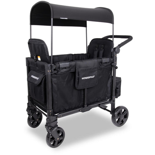 WonderFold W2 Elite Pro (2 Seater) Double Stroller Wagon - Jet Black