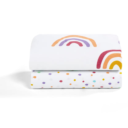 Snuz SnuzPod Crib Fitted Sheets, 2 Pack - Multi Rainbow