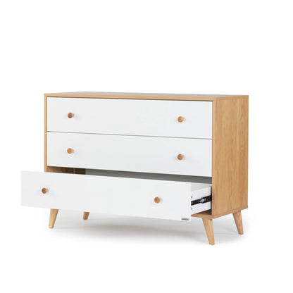 dadada Austin 3-Drawer Dresser - White / Red Oak