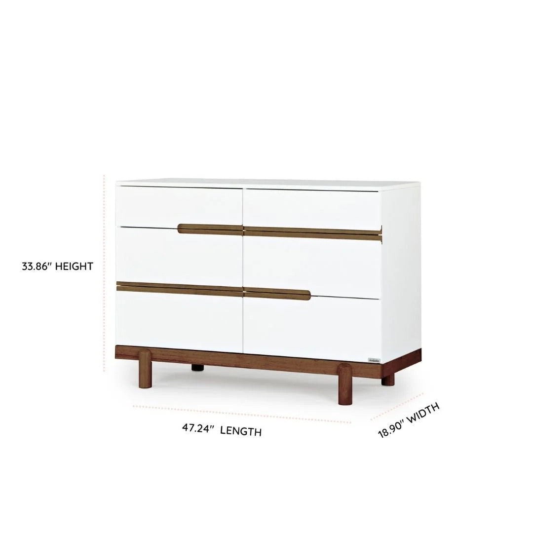 dadada Bliss 6-Drawer Dresser - White / Walnut