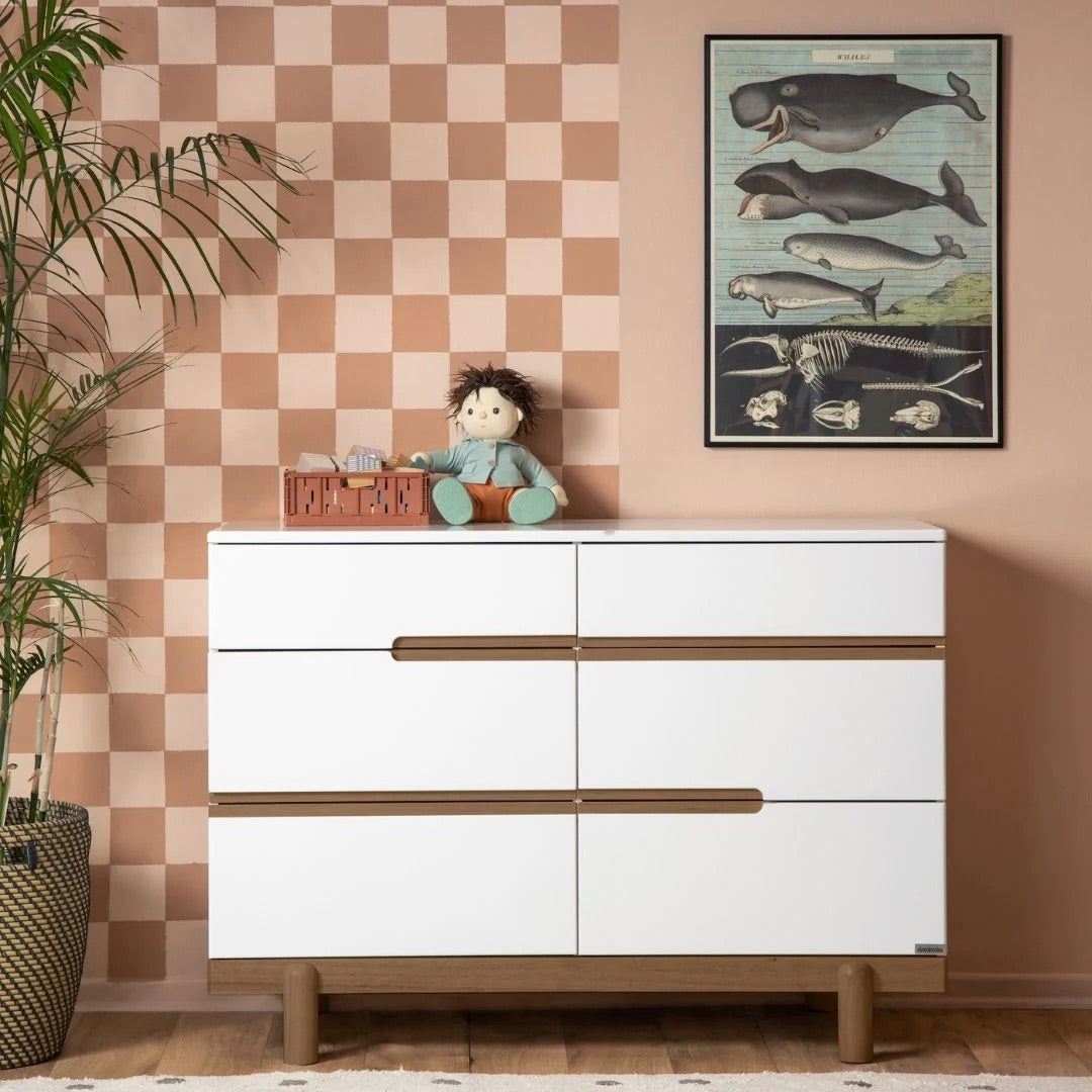 dadada Bliss 6-Drawer Dresser - White / Walnut