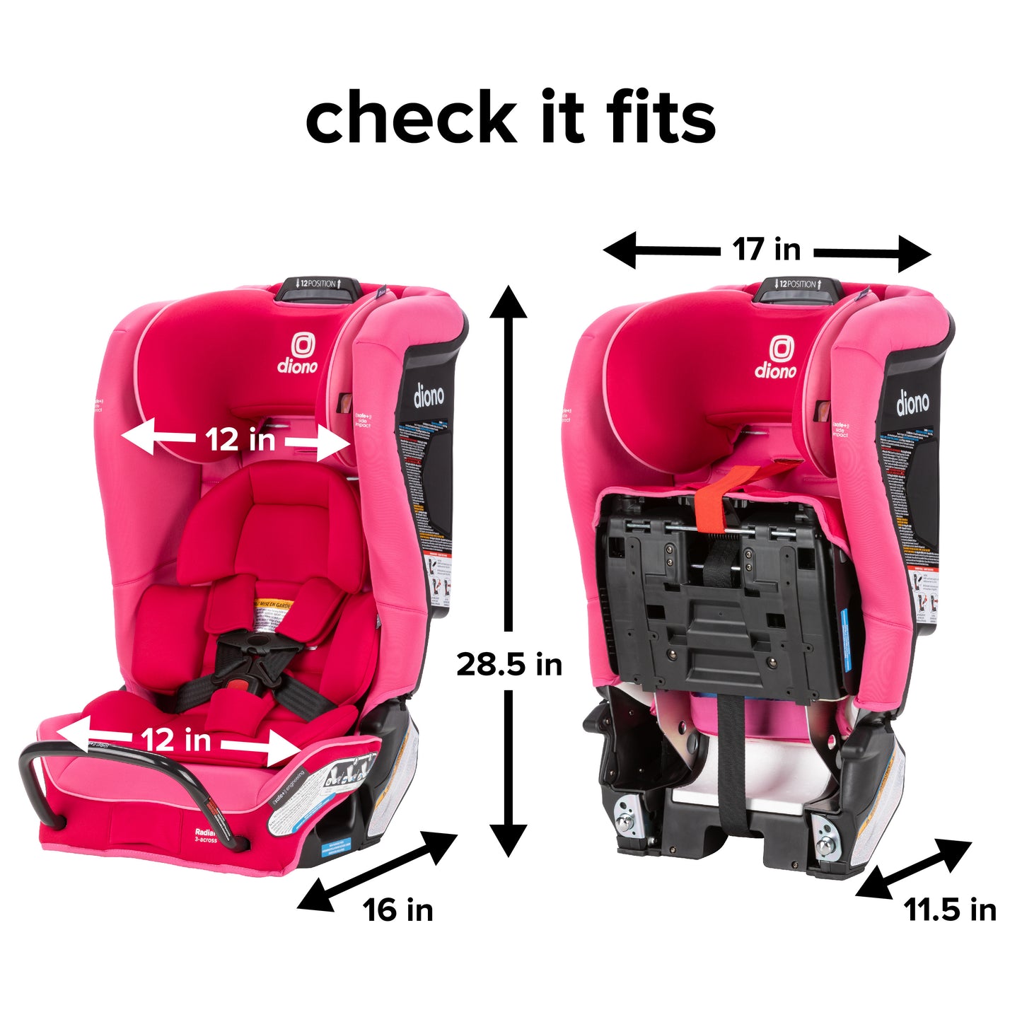 Diono Radian 3RXT SafePlus All-in-One Convertible Car Seat - Pink Cotton Candy