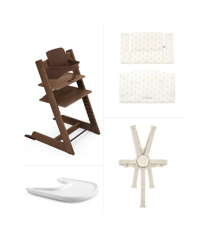 Stokke Tripp Trapp High Chair2 with Cushion and Stokke Tray - Oak Warm Brown / Wheat