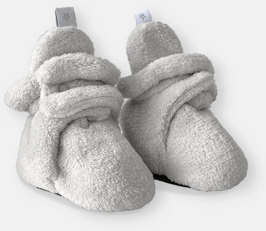 7 A.M. Enfant Baby Bootie Slippers - Plush - Pearl, 3-6M