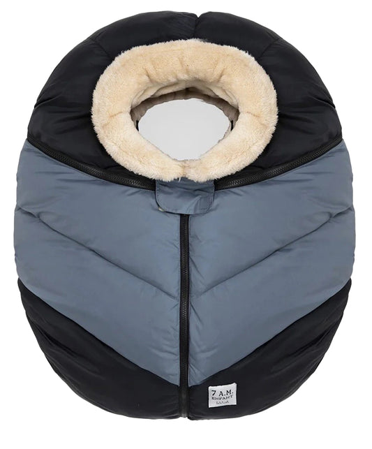 7 A.M. Enfant Cocoon Car Seat Cover - Black / Ash Blue