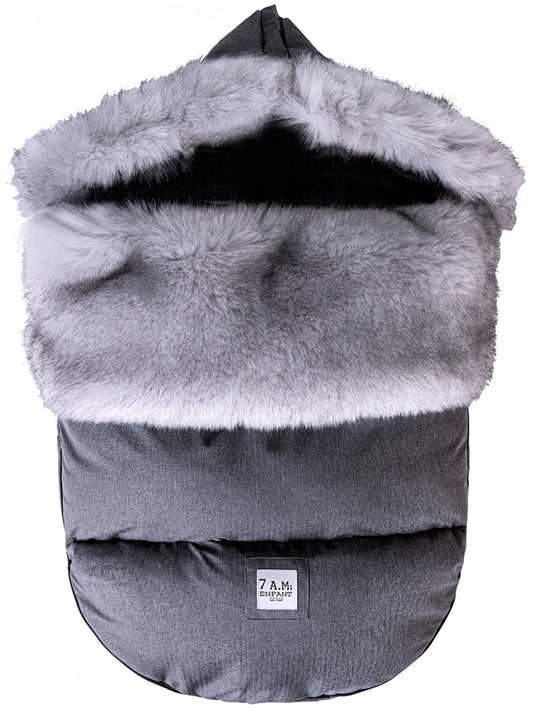 7 A.M. Enfant Plushpod Footmuff - Tundra - Heather Grey Dark - Arctic Faux Fur (0-18m)