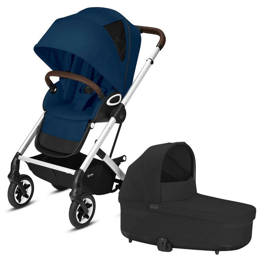 Cybex Talos S Lux All-Terrain Stroller + Cot S Lux 2 Bundle - Navy Blue / Moon Black