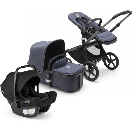 Bugaboo Fox 5 + Turtle Air Shield Travel System Bundle - Graphite / Stormy Blue / Stormy Blue / Black