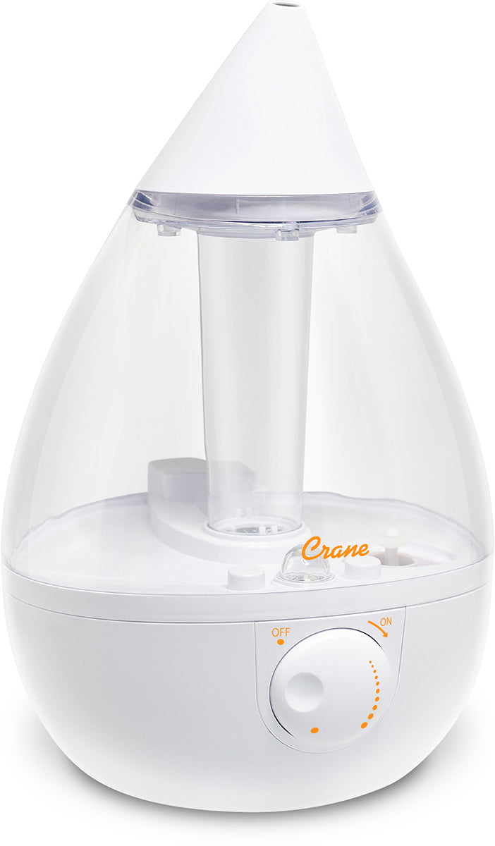 Crane 1 Gal. Drop Cool Mist Humidifier for Medium to Large Rooms - Clear & White