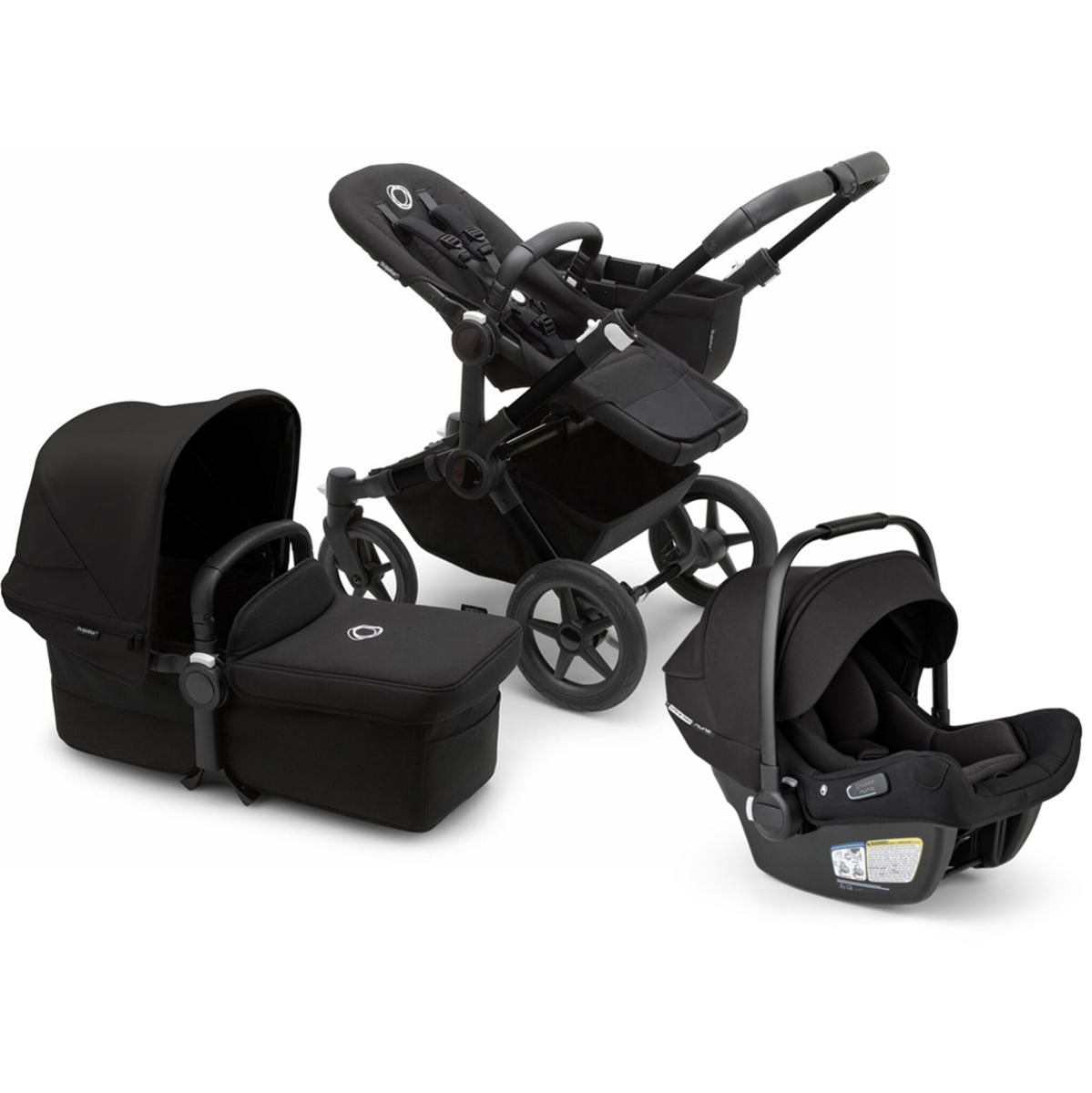 Bugaboo Donkey 5 Mono + Turtle Air Shield Travel System Bundle - Black / Midnight Black / Midnight Black / Black