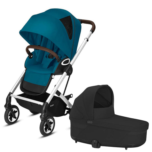 Cybex Talos S Lux All-Terrain Stroller + Cot S Lux 2 Bundle - River Blue / Moon Black