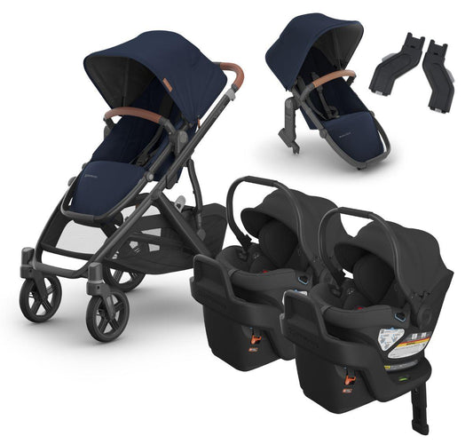 UPPAbaby VISTA V3 Twin Double Stroller with V2+ Rumbleseat + ARIA Travel System Bundle - Noa / Jake