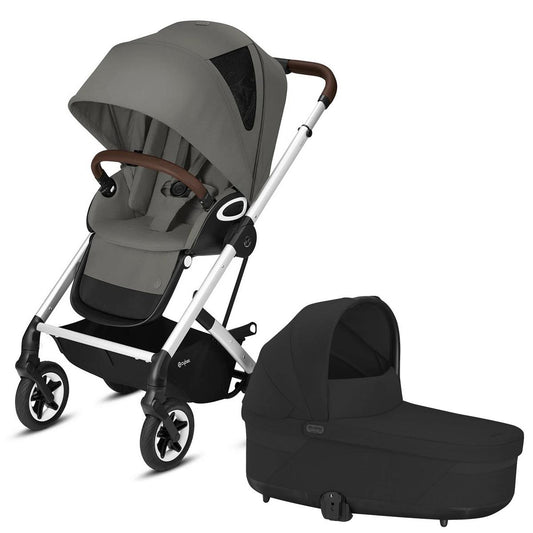 Cybex Talos S Lux All-Terrain Stroller + Cot S Lux 2 Bundle - Soho Grey / Moon Black