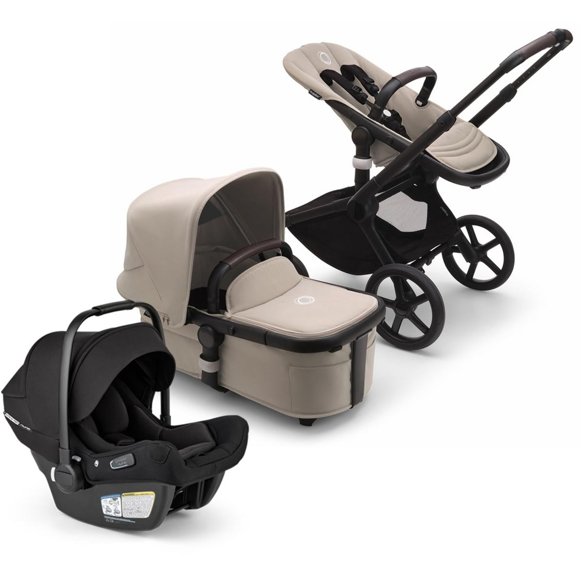 Bugaboo Fox 5 + Turtle Air Shield Travel System Bundle - Black / Desert Taupe / Black