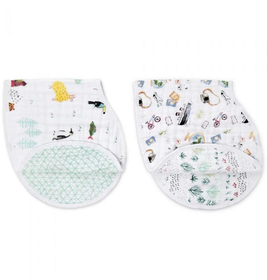 Aden + Anais Classic Burpy Bibs, 2 Pack - Around the World