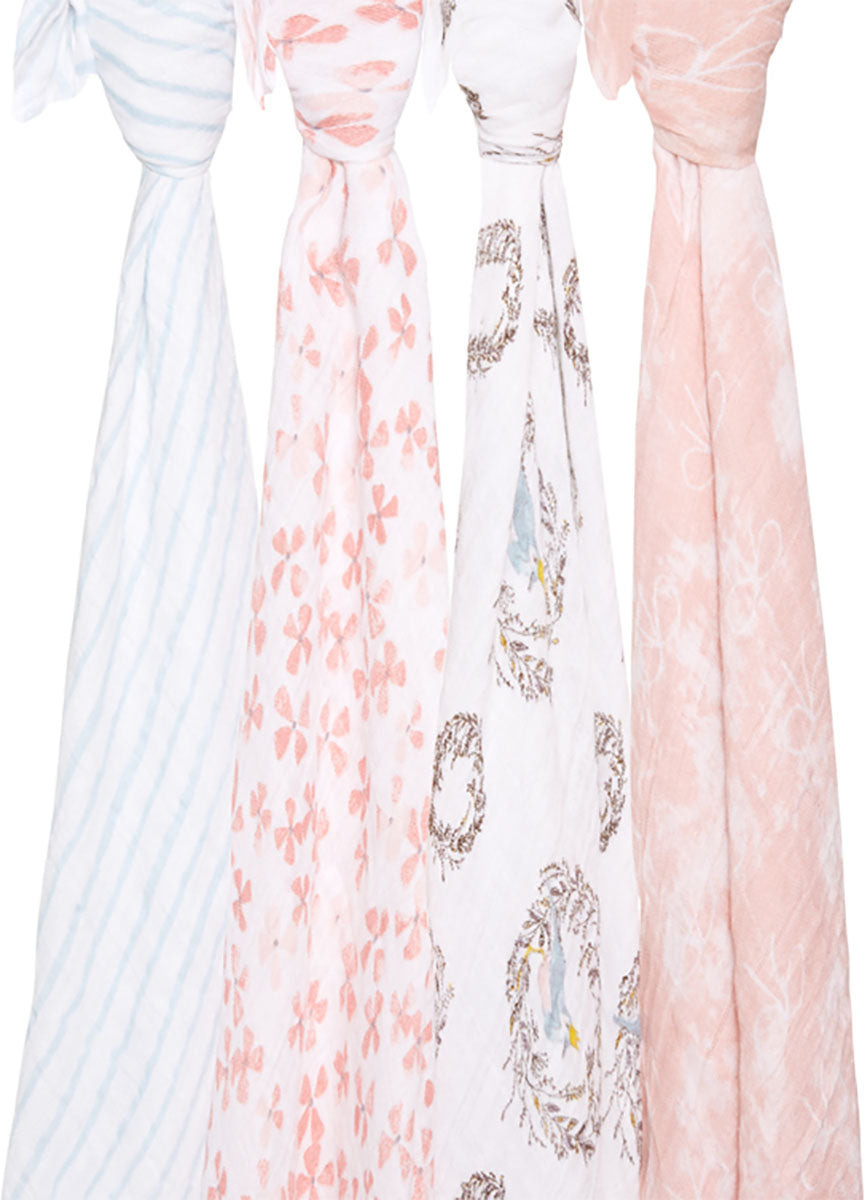 Aden + Anais Classic Swaddle Wraps, 4 Pack - Birdsong