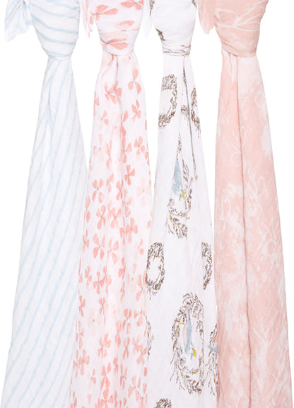 Aden + Anais Classic Swaddle Wraps, 4 Pack - Birdsong