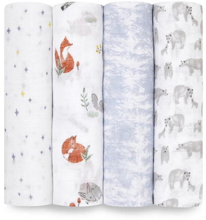 Aden + Anais Classic Swaddle Wraps, 4 Pack - Naturally