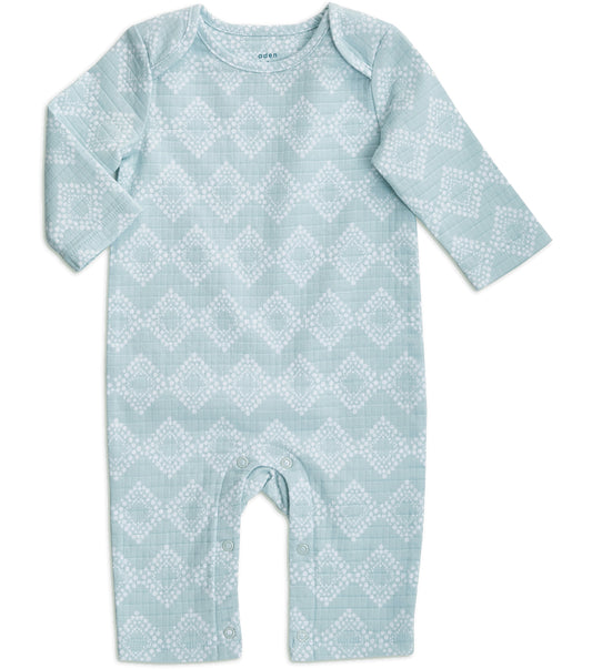 Aden + Anais Long Sleeve Coverall - Ziggy Geo, Blue (0-3 Months)