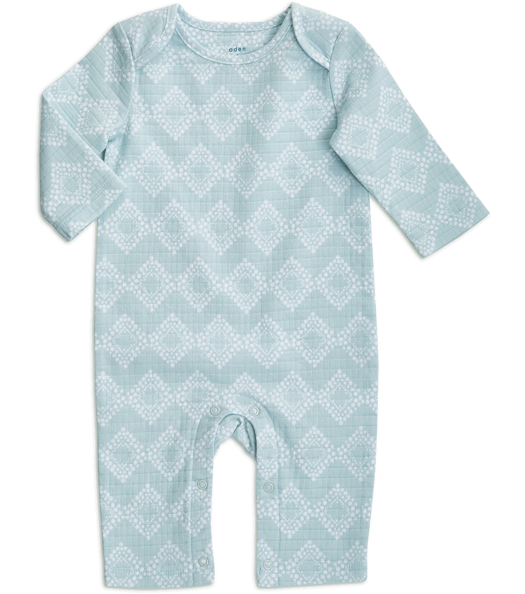 Aden + Anais Long Sleeve Coverall - Ziggy Geo, Blue (6-9 Months)