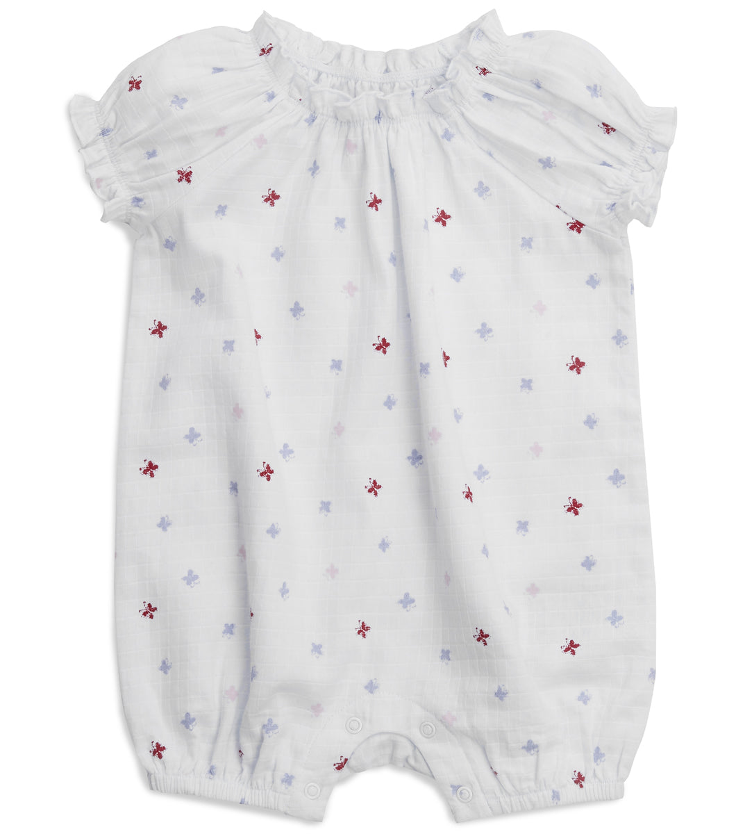 Aden + Anais Short Sleeve Gathered Romper - Butterfly (0-3 Months)