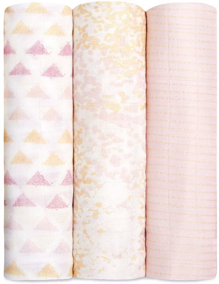 Aden + Anais Silky Soft Swaddles - 3-Pack - Metallic Primrose Birch