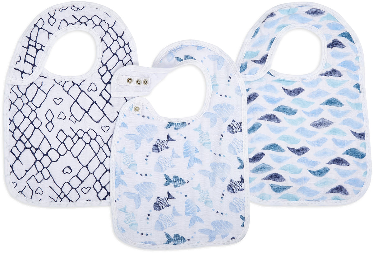 Aden + Anais Snap Bibs, 3 Pack - Gone Fishing