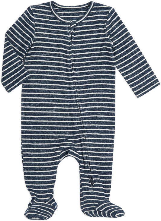 Aden + Anais Snuggle Knit Footie - Navy Stripe (0-3 Months)