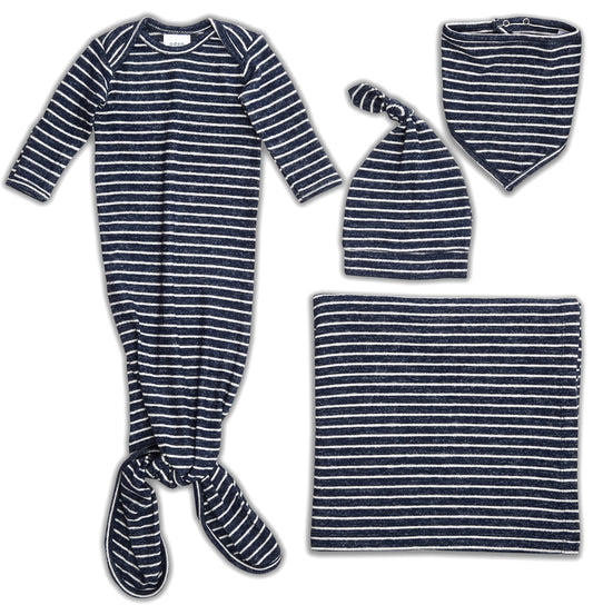 Aden + Anais Snuggle Knit Newborn Gift Set - Navy Stripe