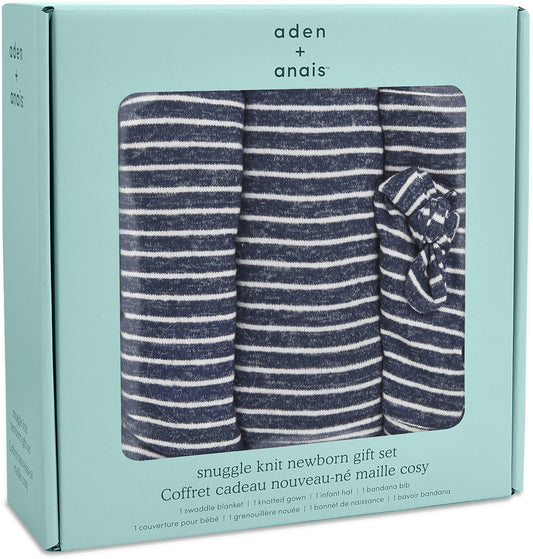 Aden + Anais Snuggle Knit Newborn Gift Set - Navy Stripe