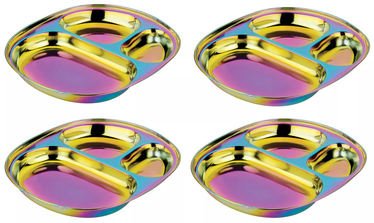 Ahimsa Stainless Steel Balanced Bites Plates (Set of 4) - Rainbow