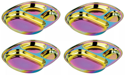 Ahimsa Stainless Steel Balanced Bites Plates (Set of 4) - Rainbow