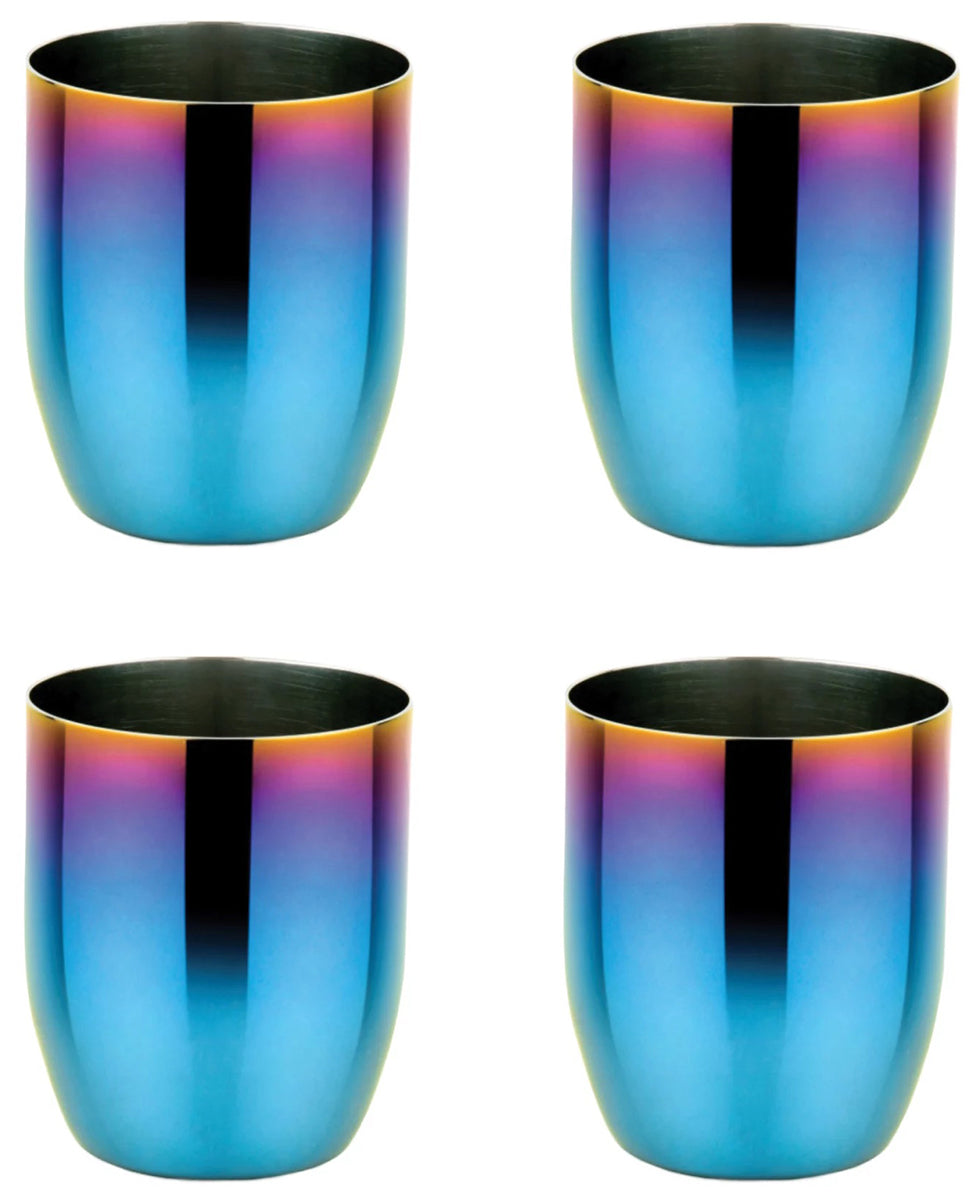 Ahimsa Stainless Steel Conscious Cups (Set of 4) - Iridescent Blue