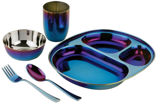 Ahimsa Stainless Steel Mindful Mealtime Set - Iridescent Blue