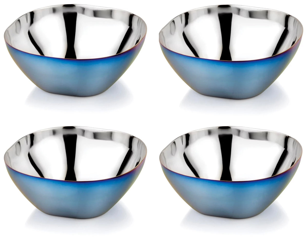 Ahimsa Stainless Steel Smart Snacking Bowls (Set of 4) - Iridescent Blue