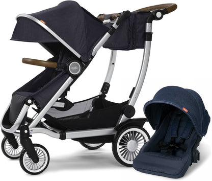 Austlen Entourage Double Stroller - Silver / Navy