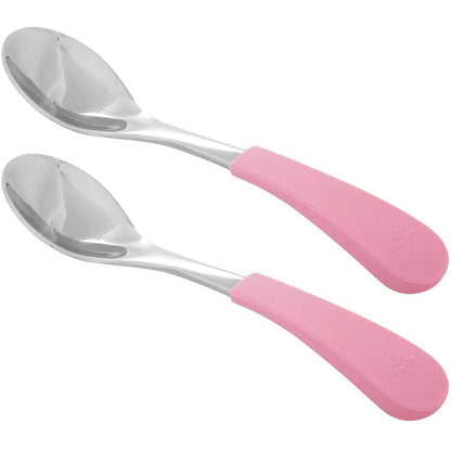 Avanchy Stainless Steel Infant Spoons, 2 Pack - Pink