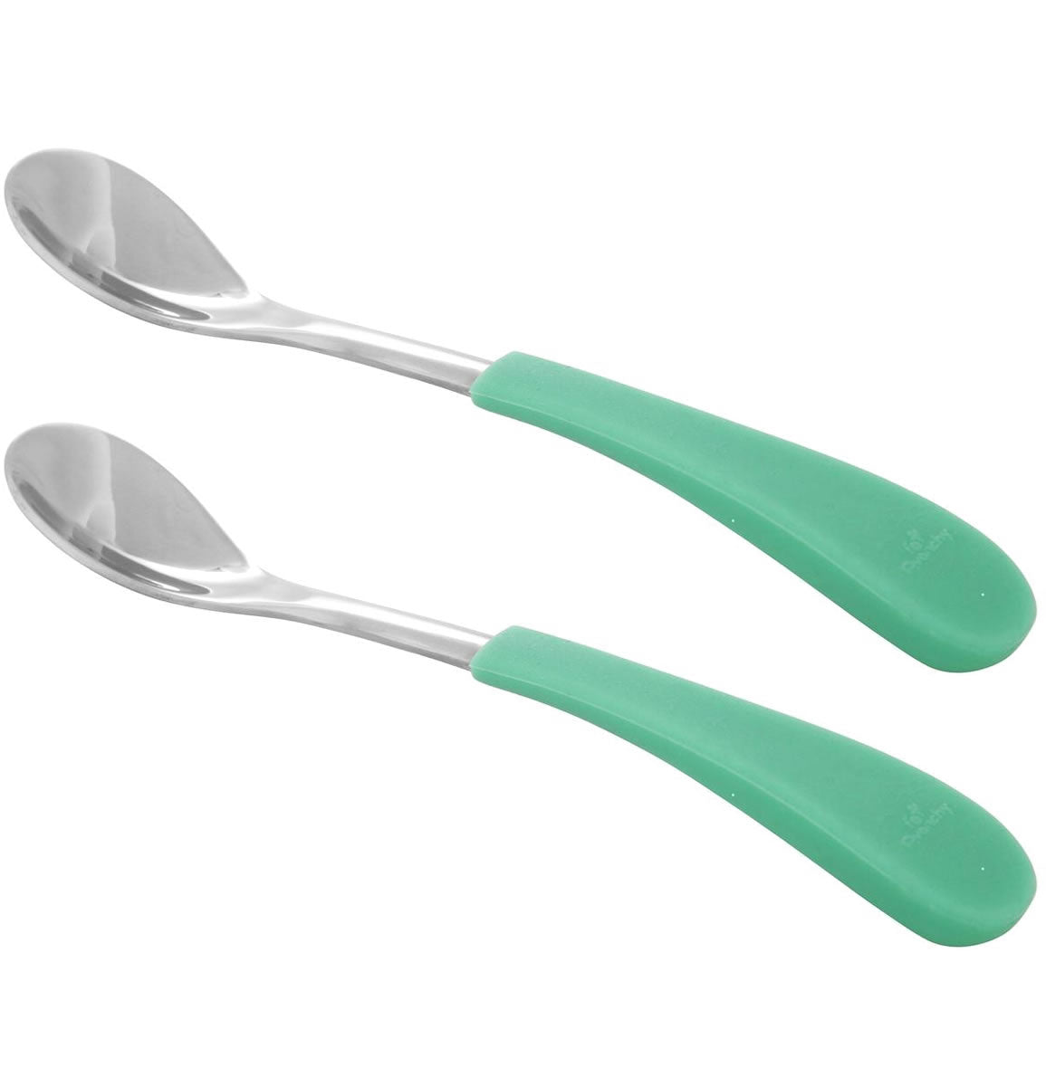 Avanchy Stainless Steel Infant Spoons, 2 Pack - Green