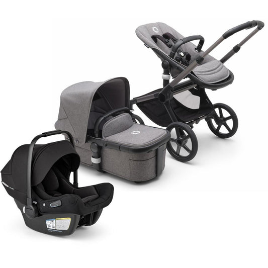 Bugaboo Fox 5 + Turtle Air Shield Travel System Bundle - Graphite / Grey Melange / Grey Melange / Black