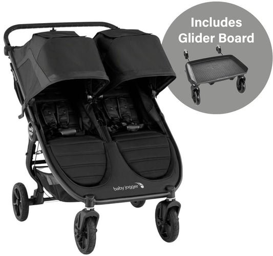 Baby Jogger City Mini GT2 Double Stroller + Glider Board Bundle - Jet