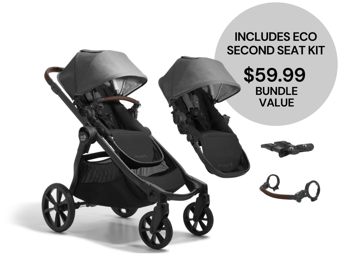 Baby Jogger City Select 2 Double Stroller Bundle - Eco Collection - Harbor Grey