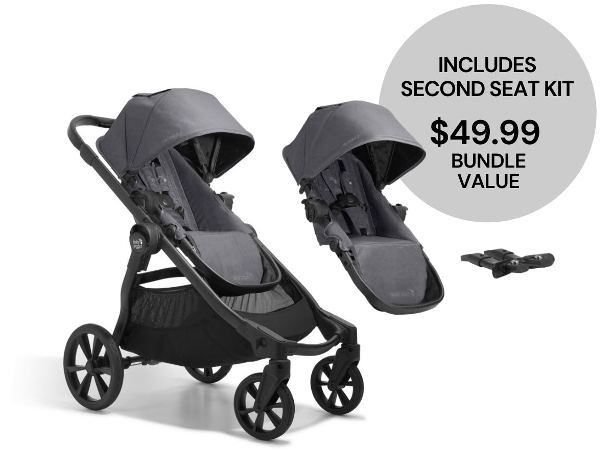 Baby Jogger City Select 2 Double Stroller Bundle - Radiant Slate