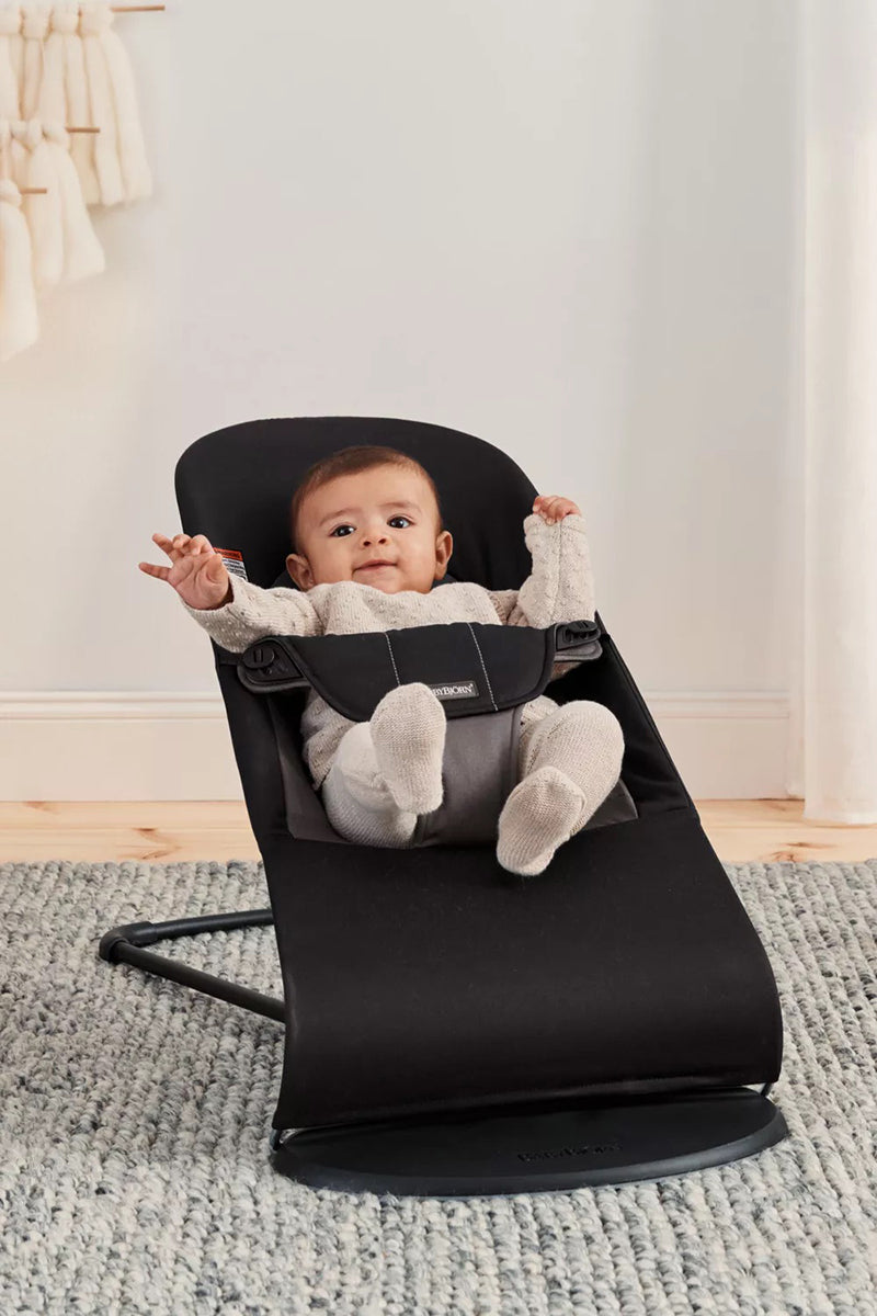 BabyBjörn Bouncer Balance Soft, Black Frame Cotton Black/Dark Grey