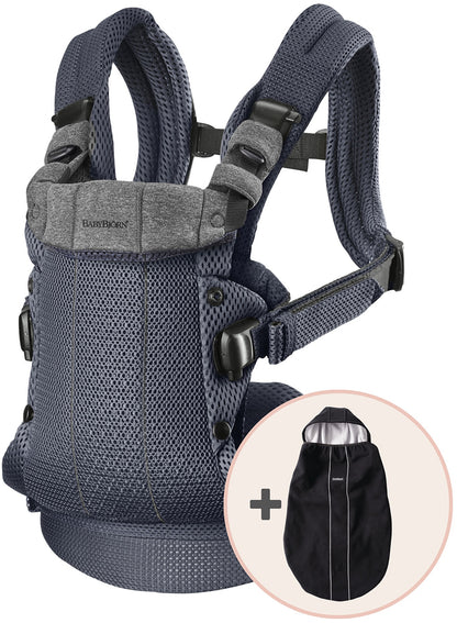 BabyBjorn Baby Carrier Harmony, 3D Mesh + Cover Bundle - Anthracite / Black