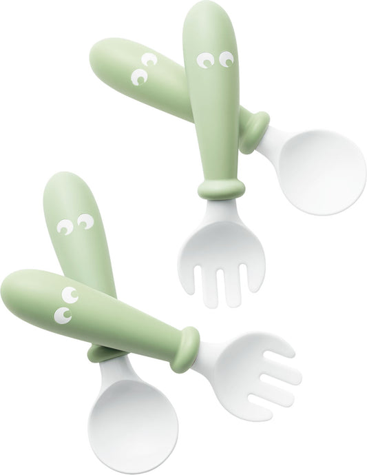 BabyBjorn Baby Spoon and Fork, 4 pcs - Powder Green