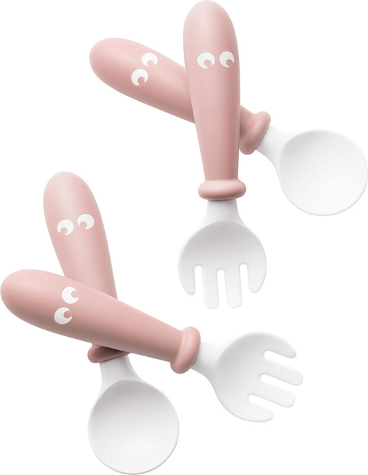 BabyBjorn Baby Spoon and Fork, 4 pcs - Powder Pink