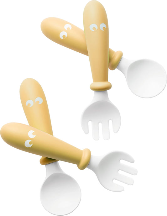 BabyBjorn Baby Spoon and Fork, 4 pcs - Powder Yellow