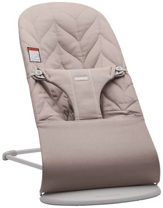 BabyBjörn Bouncer Bliss, Light Gray Frame Petal Quilt Cotton Sand Gray